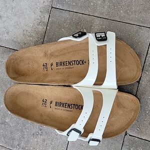 Birkenstock Ibiza Patent White Sandals Sz W11 M9 Euro 42